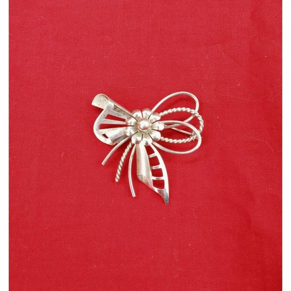 Carl Art Jewelry - Carl Art Sterling Silver Floral Brooch Pin Vintage Mid Century Unpolished Signed